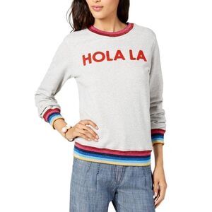 TRINA TURK women’s HOLA LA with striped trim sweatshirt sz S